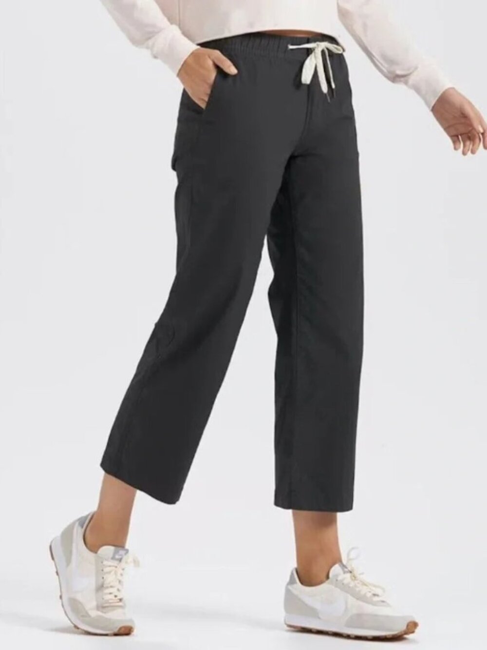 VUORI WOMEN'S RIPSTOP PANTS WIDE LEG CROP STRETCH ORGANIC ELASTIC WAIST sz S